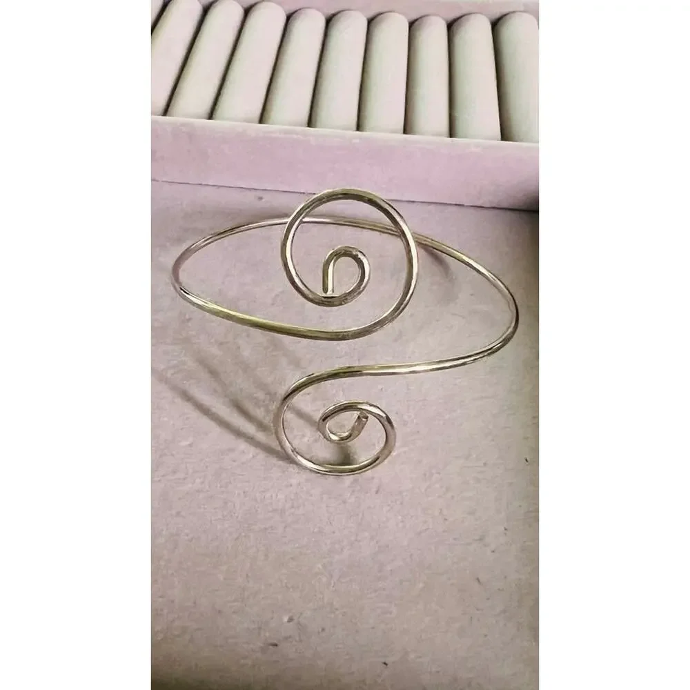 Silver Spiral Upper Arm Cuff Bracelet